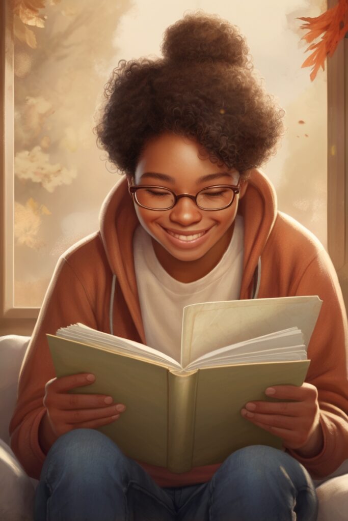 A person smiling while reading a heartfelt message