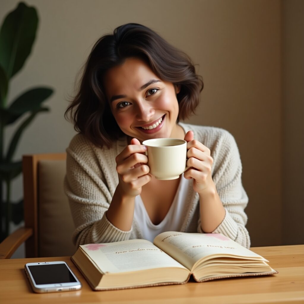 A happy person living in the moment