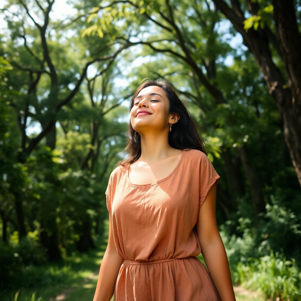 A person happy and enjoying nature