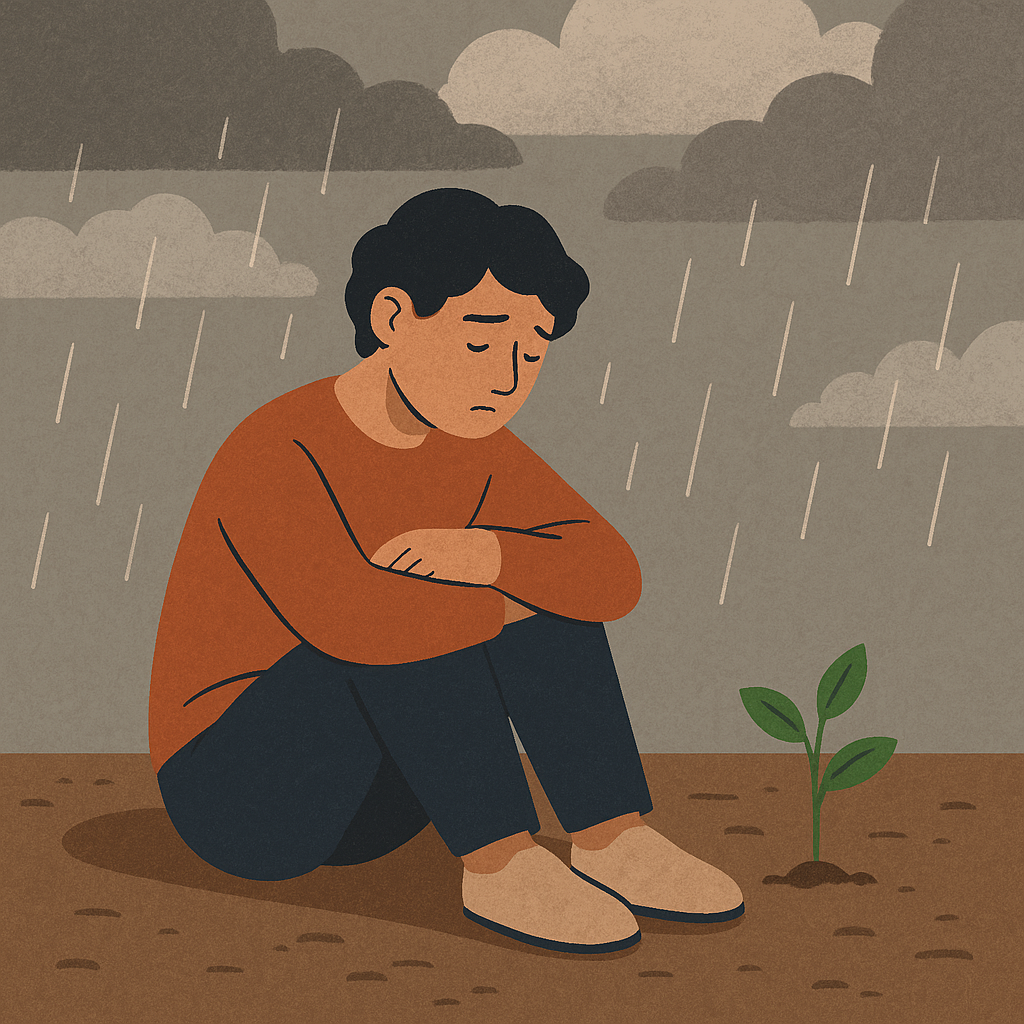 A person sitting depressed